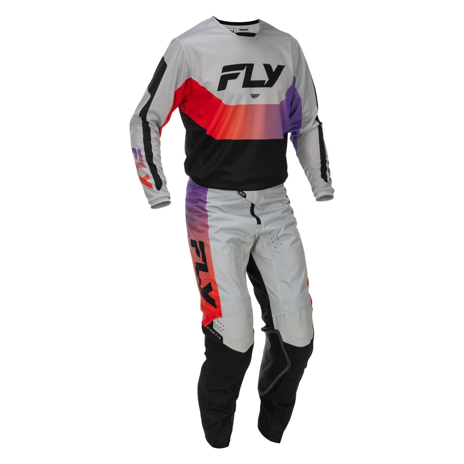 Fly Racing 2026 Motocross Combo Kit Kinetic Grey Red Purple Black
